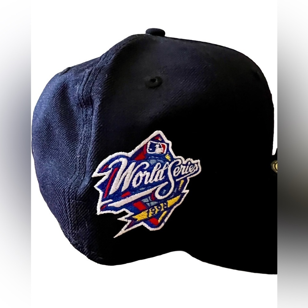 New Era 59FIFTY NY Yankees Heart 1998 World Series Fitted Hat 7-1/8 Blue Wool - Picture 4 of 8